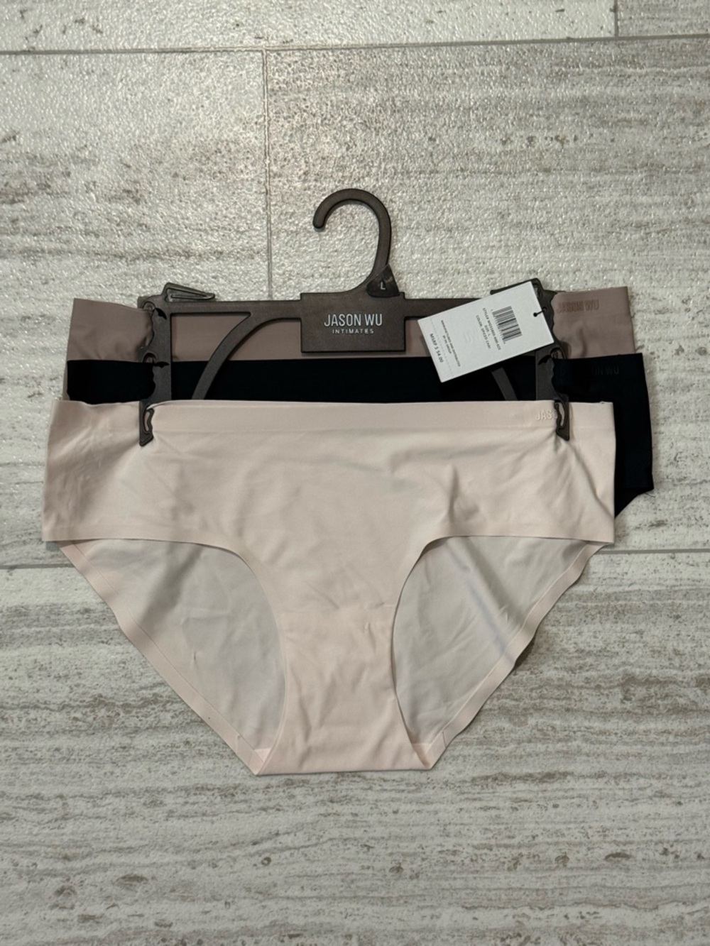 Jason Wu Intimates Seamless Bikini Panty Set 3 Pack Nude Black NWT Size L